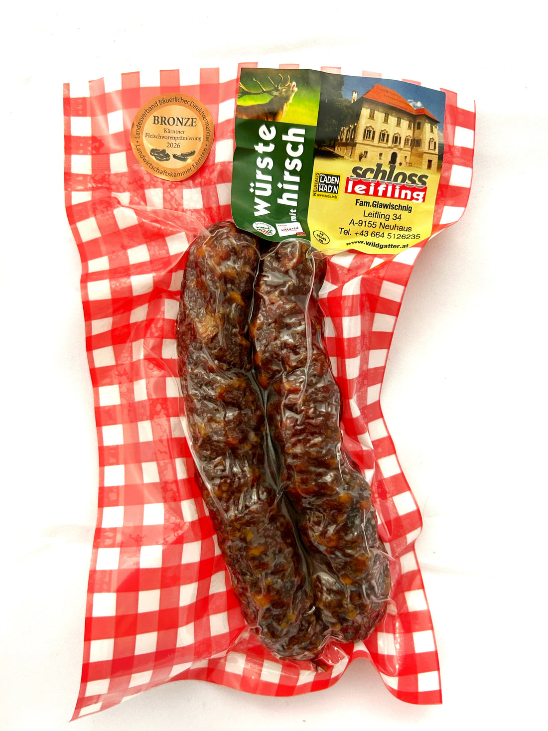 Trockenwürste mit Hirsch- und Schweinefleisch (1 Paar)